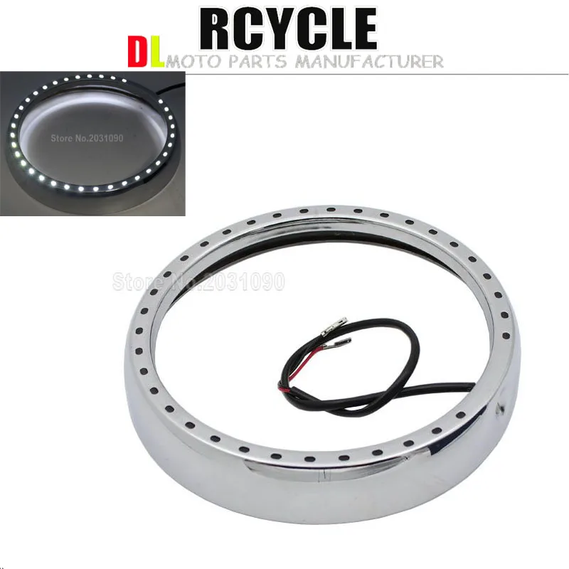7 "Chrome LED headlight trim ring headlight For Harley Touring Road
