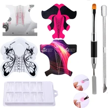 

100Pcs DIY Paper&Plastic Nail Forms Acrylic Nail Art French UV Gel Tips Extension Builder Dual System Form For UV Gel Building