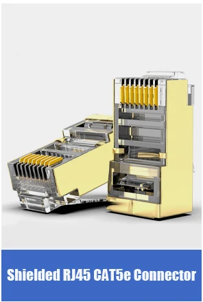 AMPCOM CAT5e экранированный RJ45 модульный разъем 8P8C обжимной Конец Ethernet кабель Ethernet разъем позолоченный 50U