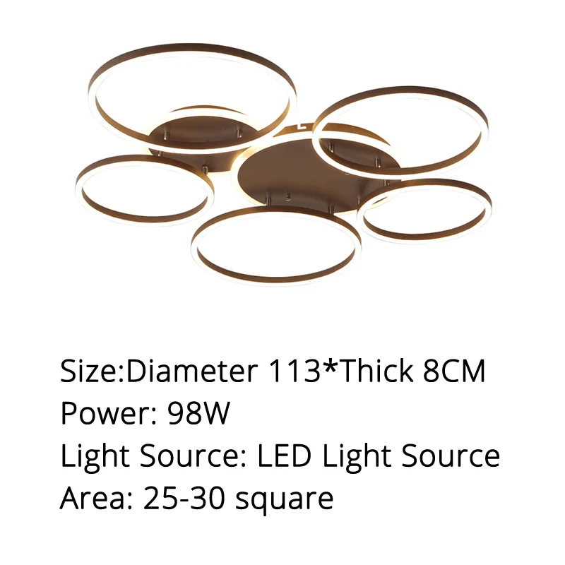 Surface Mounted Led Chandelier White&Coffee Body Modern Led Chandelier Lighting Living room Bedroom Kitchen Dining room L - Цвет корпуса: 113x8cm