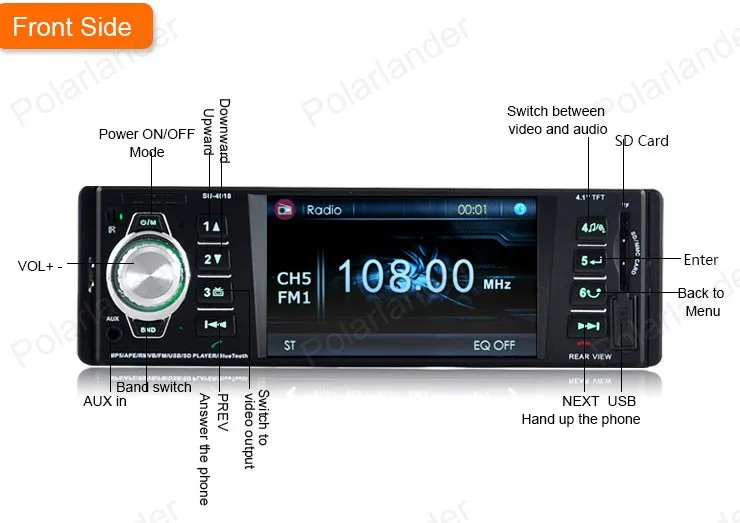 USB/SD/AUX mp5 плеер радио кассетный плеер стерео 1 din Bluetooth FM Авторадио автомобильное радио 4,1 дюймов TFT экран Авто ленты