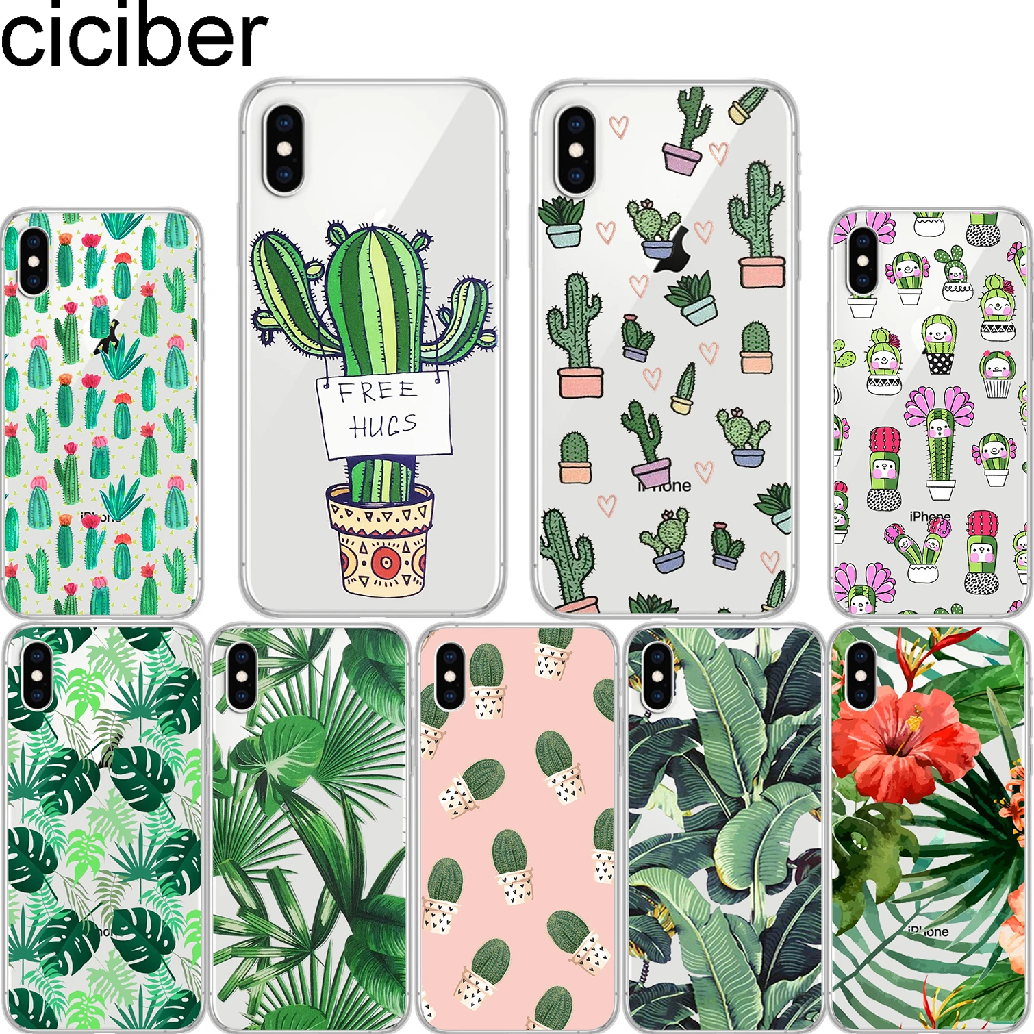 

ciciber Tropical Plants Cactus Leaves Soft Silicon Phone Cases Cover for iPhone 11 Pro Max XS Mas XR 7 8 6 6S Plus Fundas