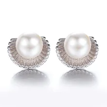 Boucles d'oreilles en argent sterling 100% 925 de haute qualité pour femmes, design coquille de perle, bijoux Anti-allergie, cadeau, vente en gros