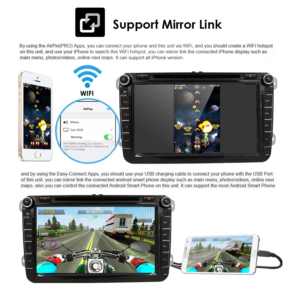  2din Quad Code Android 9.0 HD 8''car dvd player for V W passat b6 golf 4 5 tiguan volkswagen polo s