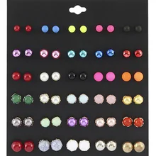 YANG& RH 30 пар/лот разноцветные шариковые CCB Смешанные Серьги-гвоздики из искусственного жемчуга набор для женщин модные ювелирные изделия золотые корейские серьги подарок