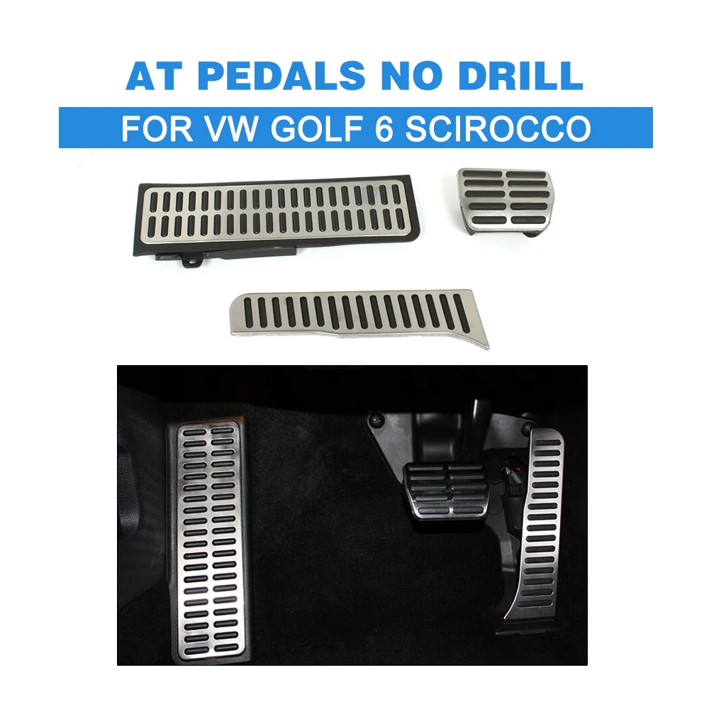 

AT Pedals No Drill Fuel Brake Foot Rest Pads Mats For VW Golf 6 Scirocco Octavia