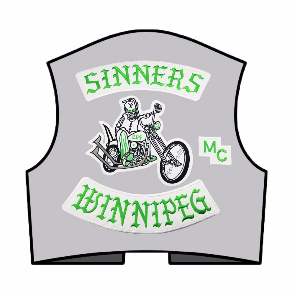 Новое поступление MC SINNERS вышивка патч OUTLAW Байкерская железная куртка|iron on|biker