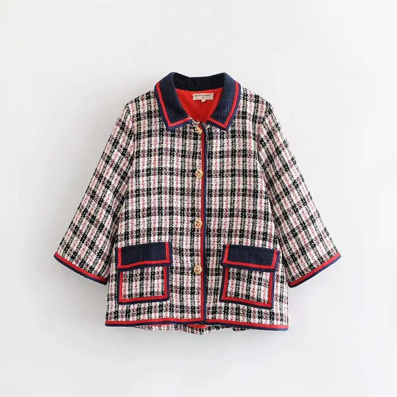 

Liu Jing 120-8934 European and American fashion style tweed knitted jacket