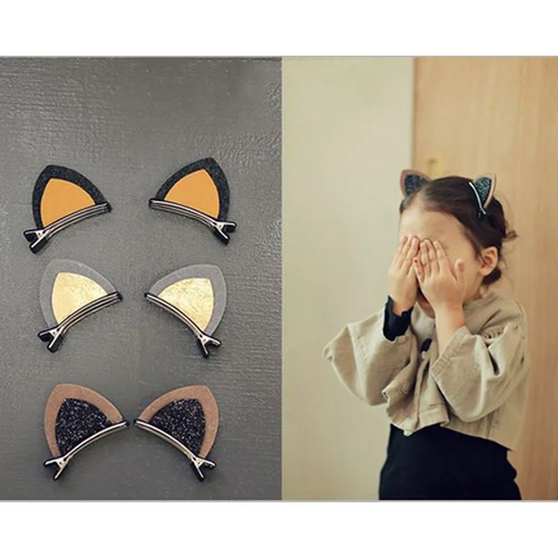 

2Pcs Girls Hair Clip Kids Children Barrettes Hairpins Ornaments Decoration Kawaii Cat Ear Hairpins Hair Jewelry Accessoreis