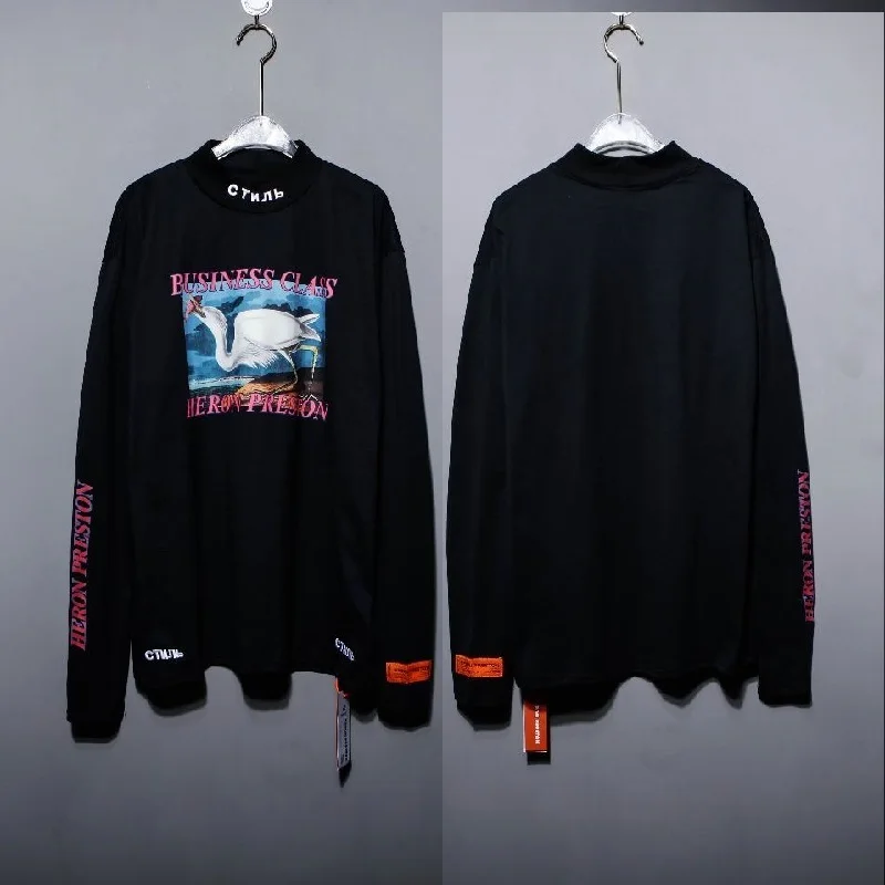 

New Heron Preston T Shirt Women Men Streetwear High Collar Embroidery CTNNB T-shirt Long Sleeve Vetements Heron Preston Tshirt