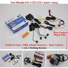 Liislee Car Parking Sensors + Rear View Camera = 2 in 1 Visual / BIBI Alarm Parking System For Mazda CX-7 CX7 CX 7 2007~2013