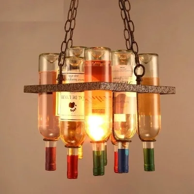 Retro estilo loft botella arte droplight LED colgante luminarias lámpara colgante vintage Iluminación industrial lamparas colgantes