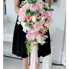 Искусственный цветок розы свадебный букет каплевидный невесты свадебные кружевные акценты Свадебные букеты Розовый