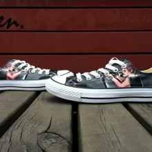 Вэнь ручная роспись обувь дизайн пользовательские Ходячие мертвецы мужские и женские низкие холщовые кроссовки для рождества и дня рождения подарки