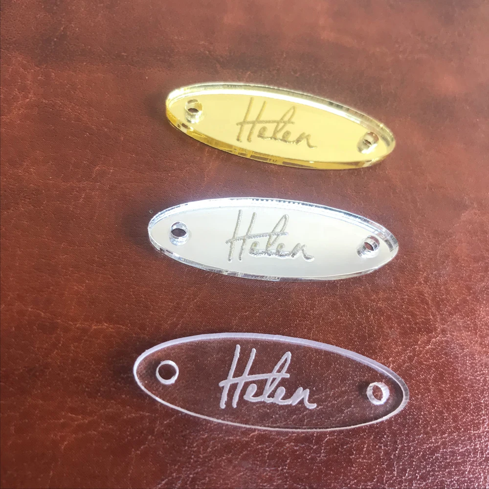 Personalized acrylic tag,clothing tag,sewing on oval labels tags,crochet hatsglovesbag,Custom labels for handmade products (1)