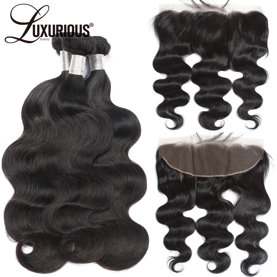 

Body Wave 3 Hair Weave Bundles With Lace Frontal 13*4 Brazilian Remy Human Hair Bundles With Closure Human Hair Extension