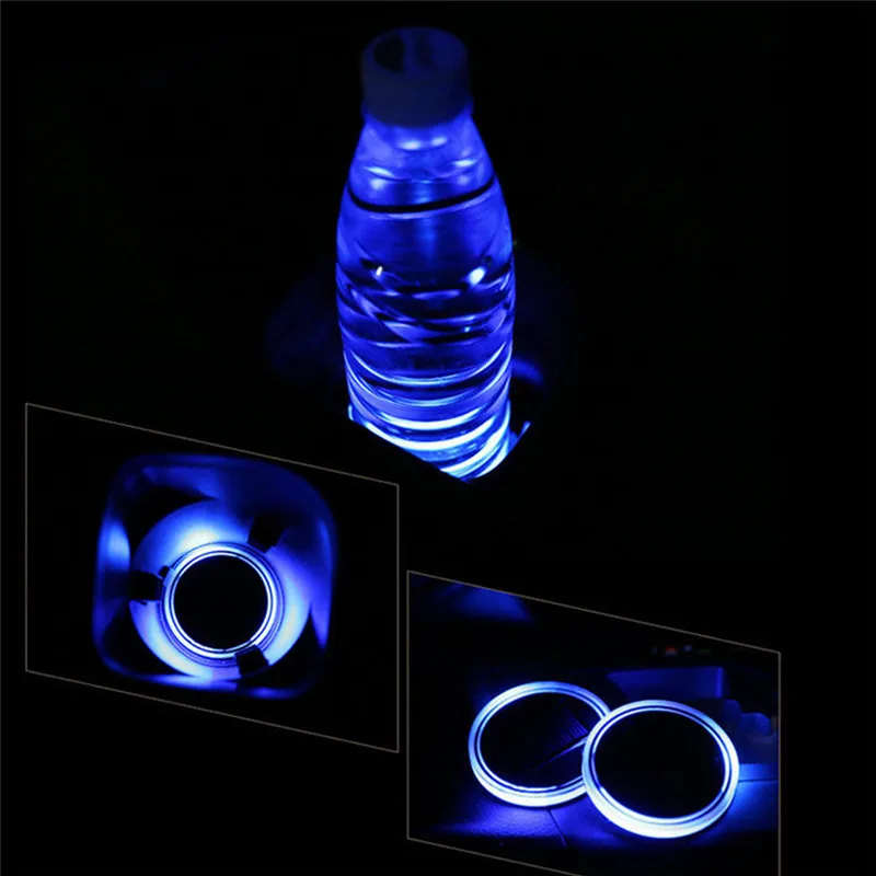 Universal Car Auto Anti Slip Mat Waterproof Solar LED Light Lamp 6 8cm Cup Holder Mat