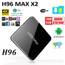 H96 Max X2 Android 8,1 smart ТВ Box Amlogic S905X2 H.265 1080 p 4 K USB3.0 Декодер каналов кабельного телевидения ip ТВ Google Voice Управление H96Max Android ТВ