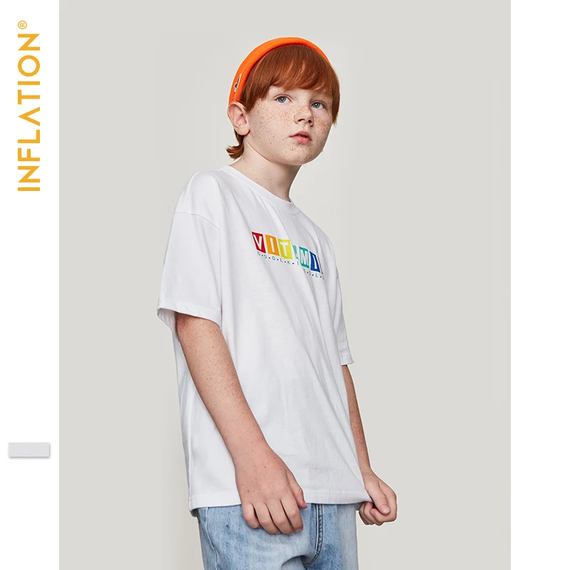 

INFLATION KIDS Summer T-shirt for Boys Short Sleeve Cotton Tee Shirts Funny T-shirts Outdoor Streetwear Hip Hop Tops Tee 19153S