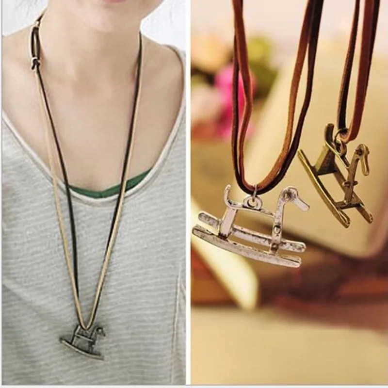 

Women's Fashion Retro Small Horse Sweater Chain Pendant Women Necklace Jewelry 4ND72