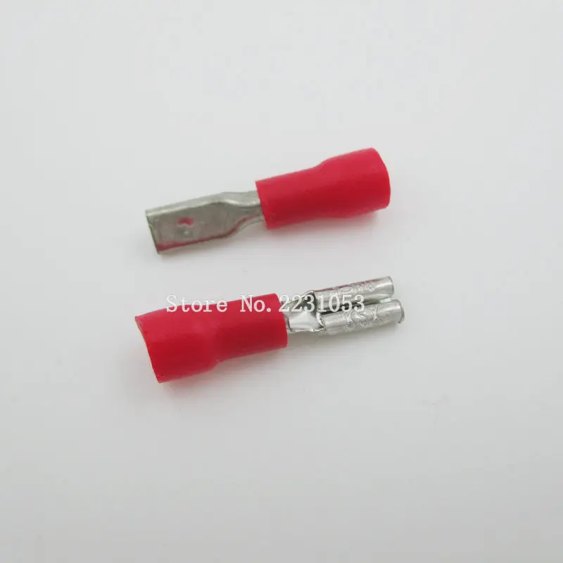 

50PCS/LOT FDD1.25-110 FDD1-110 insulating Female Insulated Electrical Crimp Terminal Connectors Cable Wire Connector
