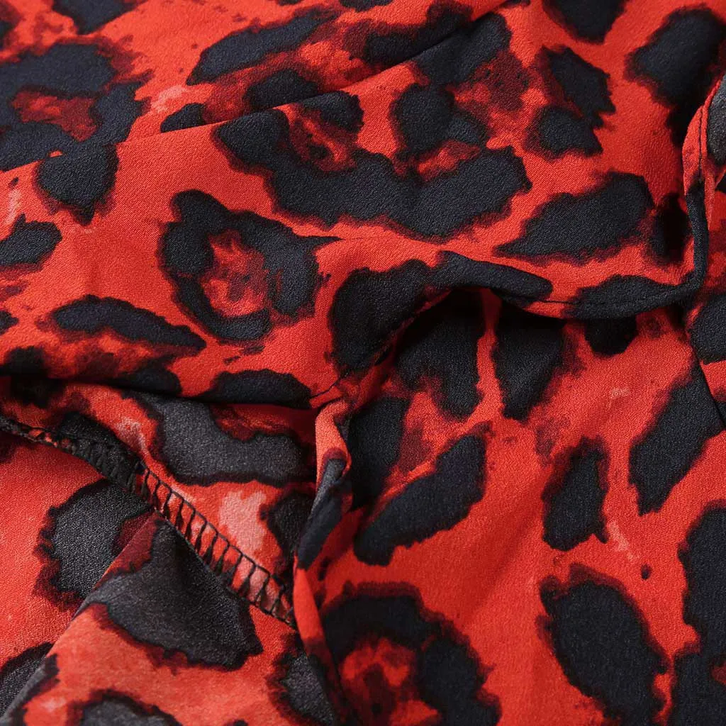 Женская юбка, летняя повседневная женская юбка с леопардовым принтом, винтажная длинная шифоновая Повседневная плиссированная юбка с высокой талией May15