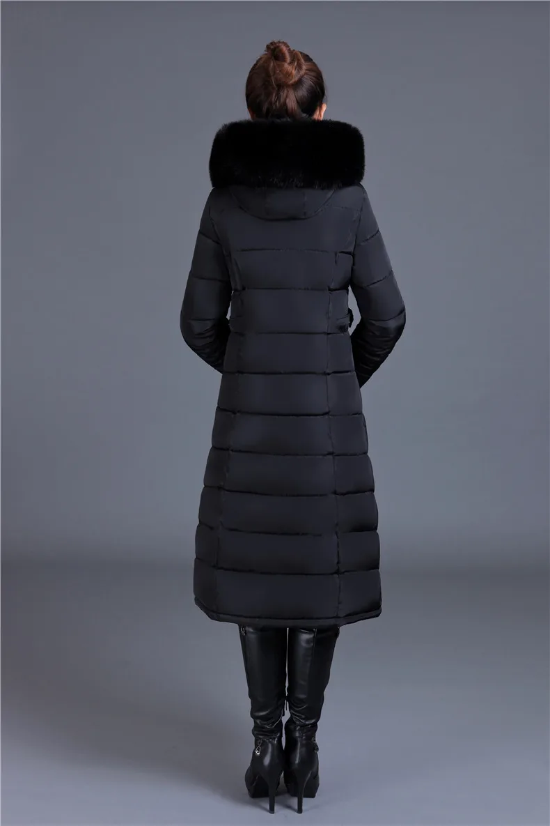 Зимняя женская куртка размера плюс 6XL X-Long, Женское пальто с хлопковой подкладкой, Женская парка с капюшоном и большим меховым воротником, зимняя женская куртка