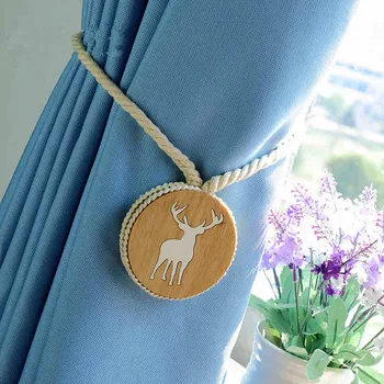 

1Pcs 70cm Magnetic Cotton Carving Milu Deer Curtain Tieback Bind Curtain Hanging Belts Window Hook Curtain Accessories Decor