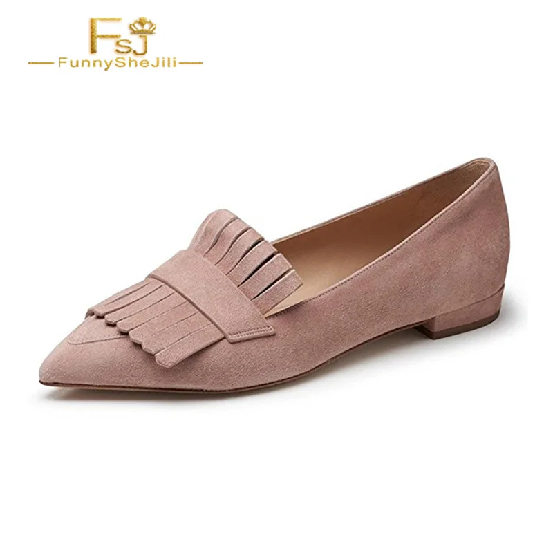 Nurse 2017 Fashion Pink Narrow Band Ballet Flats Pointed Toe Slip On