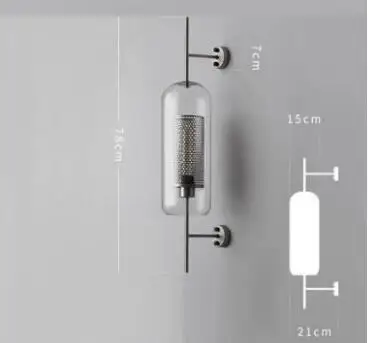 Современный из прозрачного стекла абажур Бра Настенные светильники для спальни кровати Ресторан кабинет подвесные светильники Лофт ретро железная сетка приспособление - Цвет абажура: silver grey 78cm