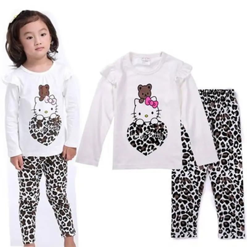 

2018 New Drop shipping 100% cotton baby pajamas of the children leopard pyjamas kids baby clothing 2 pcs set LP009