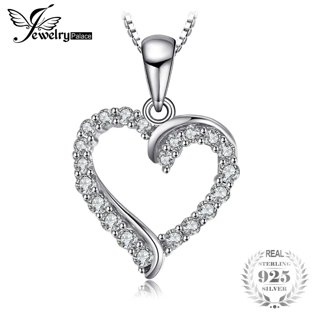 JewelryPalace Heart Love Round Pendant Necklace 925 Sterling Silver 18