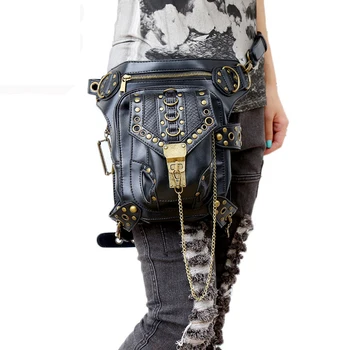 

Buyuwant PU Waist Packs BW13-WS-pkrxfg Vintag women luxury rock packs tothic leg bag female retro muit-function waist bag