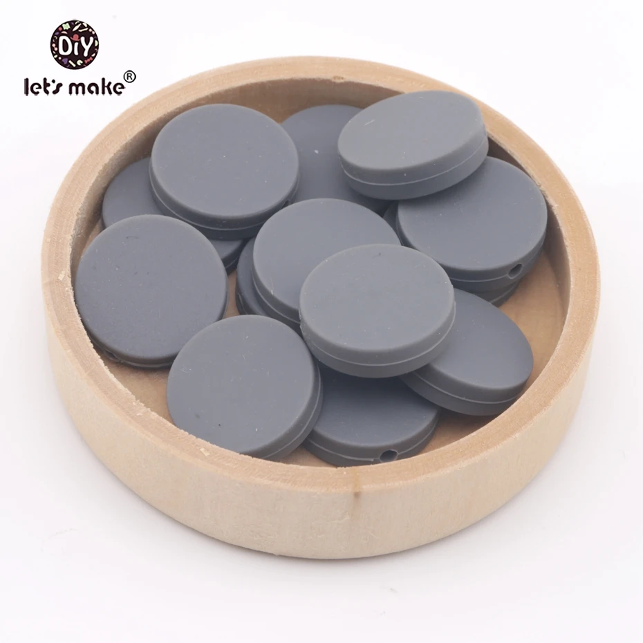 

Let's make Baby Accessories Silicone Bead Flat Round 10pc DIY Teething Jewelry Food Grade Teether Baby Nursing Silicone Beads