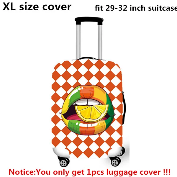 Утолщенный защитный чехол для багажа с 3D принтом, эластичный чехол с милыми мультяшными губами, пылезащитный чехол для багажника, чехол для путешествий, аксессуары для чемоданов - Цвет: XL Lemon