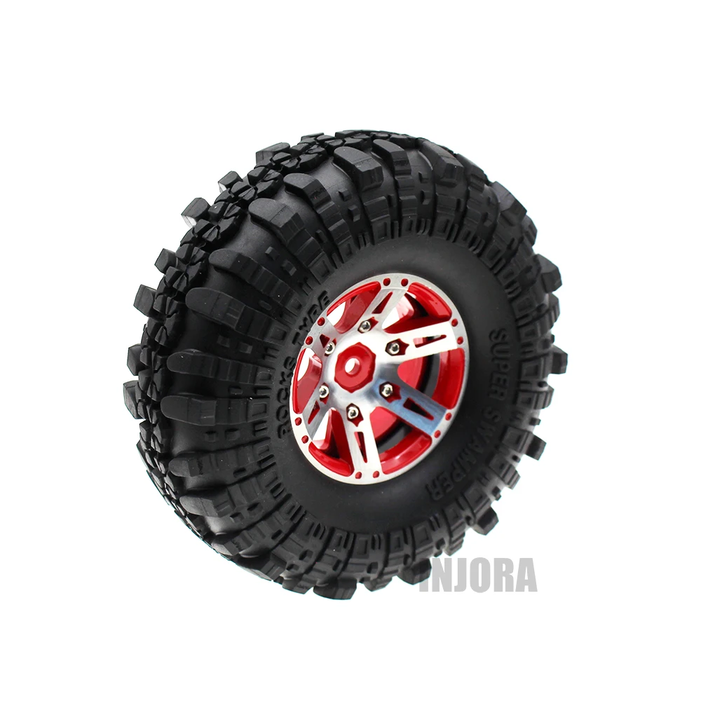 INJORA 4Pcs/Set 1.9'' Rubber Tires & Metal Wheel Rim for 1:10 RC Crawler Axial SCX10 90046 90047 Tamiya CC01 D90 D110 TF2 INJORA 4Pcs/Set 1.9'' Rubber Tires & Metal Wheel Rim for 1:10 RC Crawler Axial SCX10 90046 90047 Tamiya CC01 D90 D110 TF2