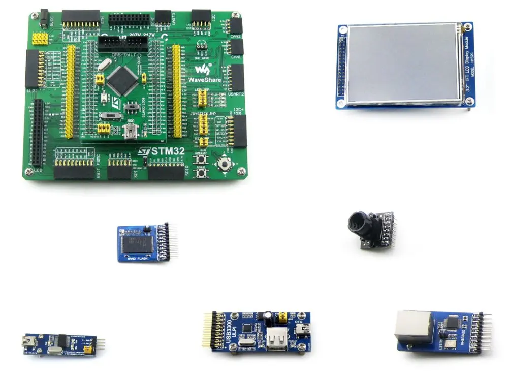 

module STM32 ARM Cortex-M4 Development Board STM32F407VET6 STM32F407 + 5 Modules Kits+3.2inch 320x240 Touch LCD= Open407V-C Pack