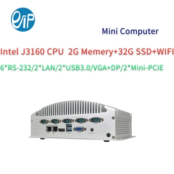 شراءحاسوب صناعي مدمج رباعي النواة Intel Celeron J3160 مع 6 منافذ تسلسلية 2 Lan للجدار الناري (مع 2G 32G MSATA SDD WIFI)