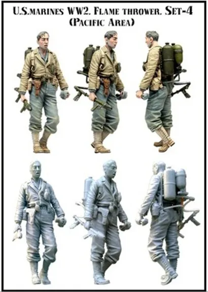 

Scale Models 1/35 WW2 Pacific War soldiers, the US military jet flame WWII Resin Model Free Shipping