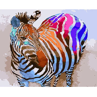 Безрамная живопись по номерам абстрактная коллекция животных Настенный декор Diy картина маслом на холсте для домашнего декора 40X50 см - Цвет: 6403 color zebra