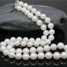 Натуральное Стерлинговое 9-10 мм, белая культурная жемчужина акоя ожерелье AAA 17," слово mujer для женщин серебро-ювелирные изделия