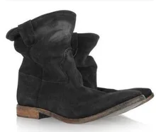 Fashion Women Round Toe Suede Leather Motorcycle Ankle Boots Ladies Hidden Heel Shoes Leisure Boots Riding Boots