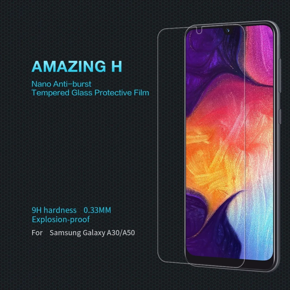 

Tempered Glass Screen Protector for Samsung A30 /A50 NILLKIN Amazing H Nanometer Anti-Explosion Glass protective film