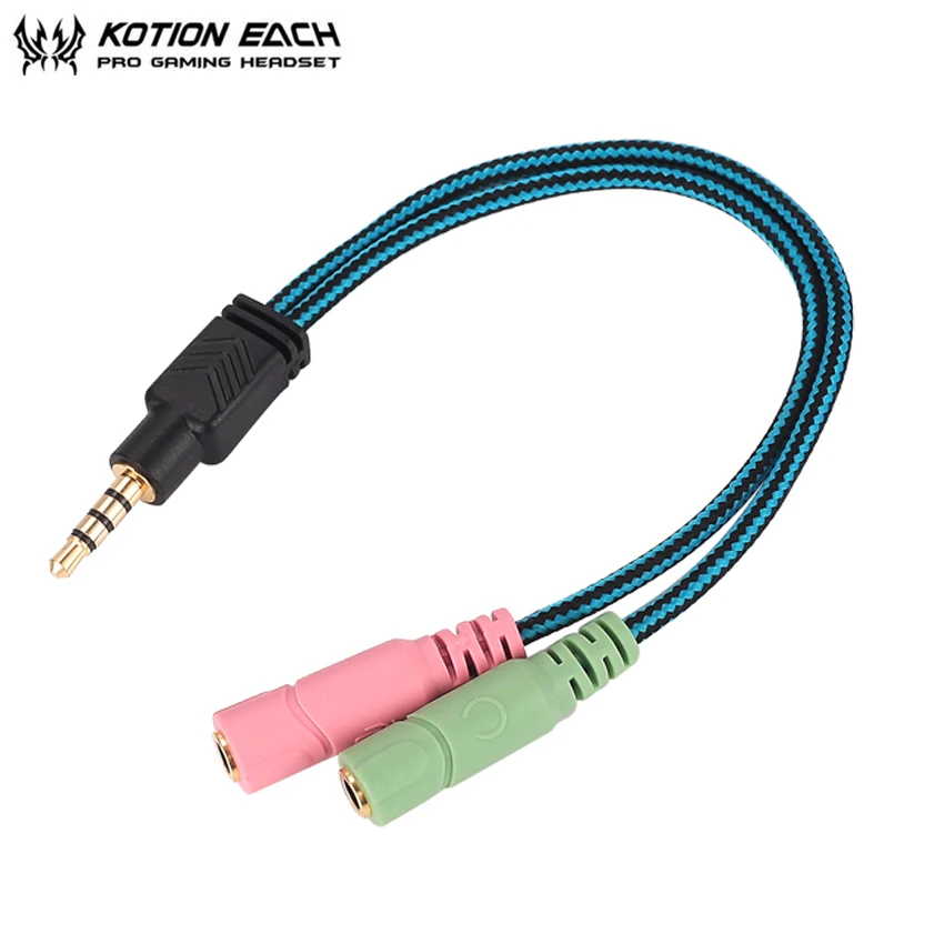 Kotion Each 3.5mm 2 IN 1 Y Earphone Splitter Adapter Audio Aux Cable