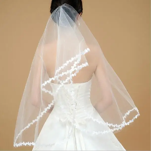 red and white wedding veil