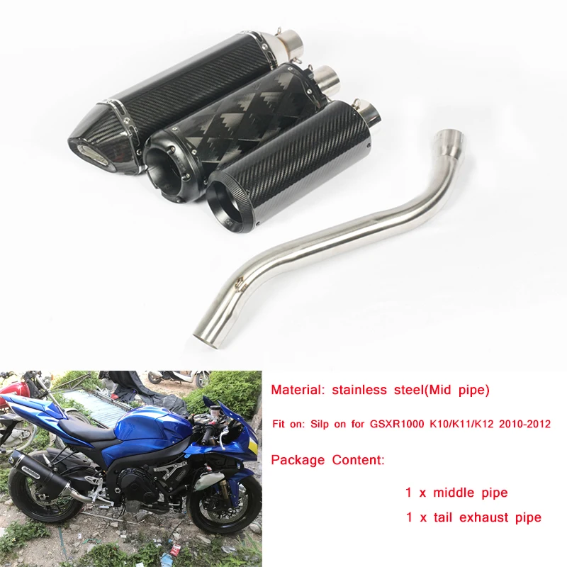 

For GSXR1000 K10 K11 K12 2010-2012 Motorcycle Stainless Steel Middle Connecting Pipe Slip On Tail Exhaust Muffler Tubes System