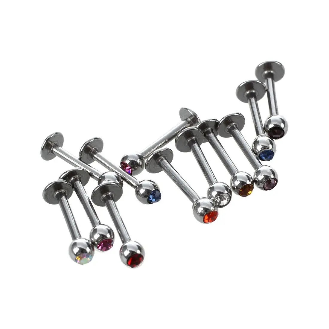 12 crystal steel lip piercing colors blendin Body Jewelry from Jewelry