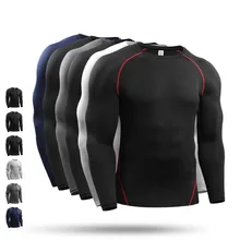 Мужская компрессионная футболка для бега, спортивный костюм, длинный рукав, облегающий мужской фитнес-зал, Быстросохнущий Теннисный футбольный тренировочный костюм, blusestops XXL