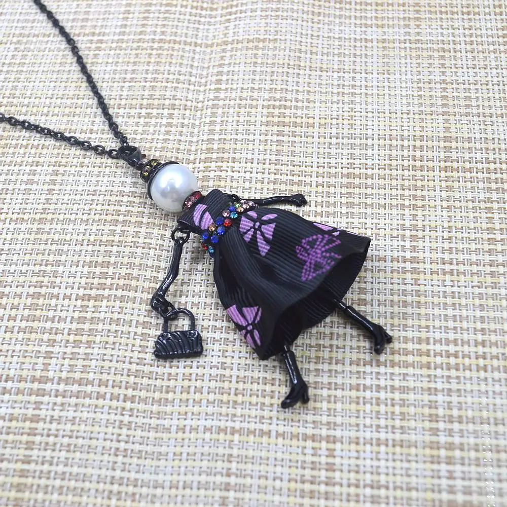 New Cute Lovely Cloth Dress Doll Necklace keychain Women Jewelry Gifts