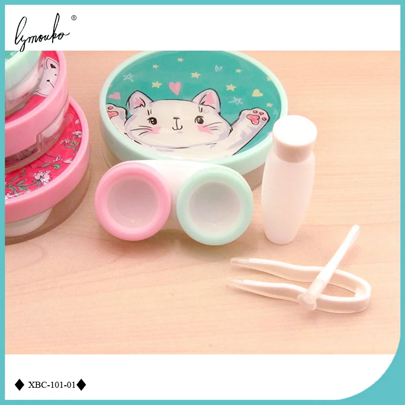 Lymouko дизайн милый маленький кот портативный контейнер контактные линзы коробка для комплекта для женщин подарок для девочек чехол для контактных линз